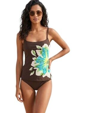 Christina Brown Floral Tankini Swim Suit